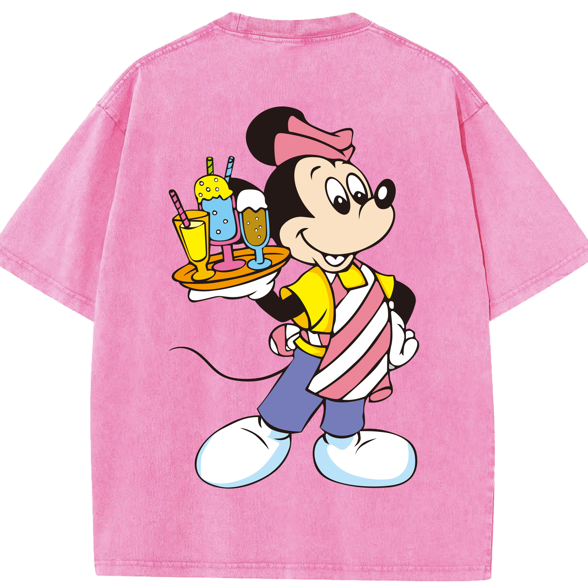 （画像用） ミッキーマウス Mickey Mouse 綿100% ヴィンテージ風 半袖Tシャツ（背面プリント）